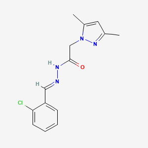 molecular formula C14H15ClN4O B15038357 N'-[(E)-(2-chlorophenyl)methylidene]-2-(3,5-dimethyl-1H-pyrazol-1-yl)acetohydrazide 