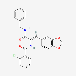 molecular formula C24H19ClN2O4 B15038392 N-[(1Z)-1-(1,3-benzodioxol-5-yl)-3-(benzylamino)-3-oxoprop-1-en-2-yl]-2-chlorobenzamide 