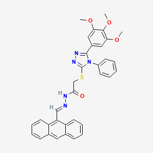 molecular formula C34H29N5O4S B15038546 N'-[(E)-9-Anthrylmethylidene]-2-{[4-phenyl-5-(3,4,5-trimethoxyphenyl)-4H-1,2,4-triazol-3-YL]sulfanyl}acetohydrazide 