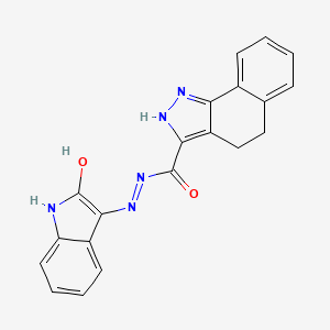 molecular formula C20H15N5O2 B15038685 N'-[(3Z)-2-Oxo-1,2-dihydro-3H-indol-3-ylidene]-4,5-dihydro-1H-benzo[G]indazole-3-carbohydrazide 