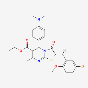 molecular formula C26H26BrN3O4S B15038842 ethyl (2Z)-2-(5-bromo-2-methoxybenzylidene)-5-[4-(dimethylamino)phenyl]-7-methyl-3-oxo-2,3-dihydro-5H-[1,3]thiazolo[3,2-a]pyrimidine-6-carboxylate 