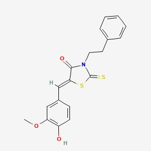 molecular formula C19H17NO3S2 B15039013 5-(4-Hydroxy-3-methoxy-benzylidene)-3-phenethyl-2-thioxo-thiazolidin-4-one 