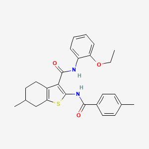 molecular formula C26H28N2O3S B15039065 N-(2-ethoxyphenyl)-6-methyl-2-{[(4-methylphenyl)carbonyl]amino}-4,5,6,7-tetrahydro-1-benzothiophene-3-carboxamide 