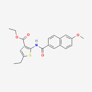 molecular formula C21H21NO4S B15039286 Ethyl 5-ethyl-2-{[(6-methoxynaphthalen-2-yl)carbonyl]amino}thiophene-3-carboxylate 