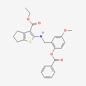 molecular formula C25H25NO5S B15039301 ethyl 2-({5-methoxy-2-[(phenylcarbonyl)oxy]benzyl}amino)-5,6-dihydro-4H-cyclopenta[b]thiophene-3-carboxylate 