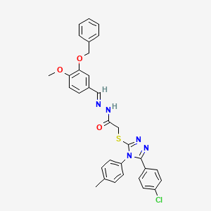 molecular formula C32H28ClN5O3S B15039309 N'-[(E)-[3-(Benzyloxy)-4-methoxyphenyl]methylidene]-2-{[5-(4-chlorophenyl)-4-(4-methylphenyl)-4H-1,2,4-triazol-3-YL]sulfanyl}acetohydrazide 