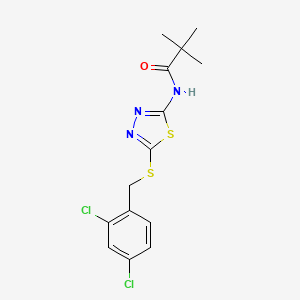 molecular formula C14H15Cl2N3OS2 B15039324 N-{5-[(2,4-dichlorobenzyl)sulfanyl]-1,3,4-thiadiazol-2-yl}-2,2-dimethylpropanamide 