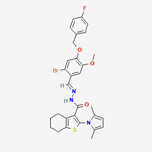 molecular formula C30H29BrFN3O3S B15039387 N'-[(E)-{2-bromo-4-[(4-fluorobenzyl)oxy]-5-methoxyphenyl}methylidene]-2-(2,5-dimethyl-1H-pyrrol-1-yl)-4,5,6,7-tetrahydro-1-benzothiophene-3-carbohydrazide 