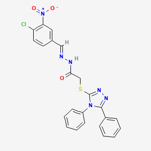 molecular formula C23H17ClN6O3S B15039393 N'-[(E)-(4-chloro-3-nitrophenyl)methylidene]-2-[(4,5-diphenyl-4H-1,2,4-triazol-3-yl)sulfanyl]acetohydrazide 