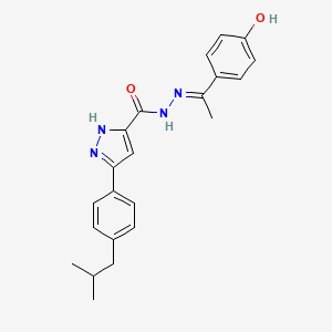 molecular formula C22H24N4O2 B15039568 N'-[(1E)-1-(4-hydroxyphenyl)ethylidene]-3-[4-(2-methylpropyl)phenyl]-1H-pyrazole-5-carbohydrazide 