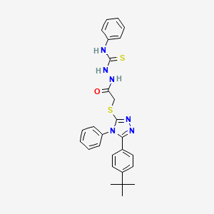 molecular formula C27H28N6OS2 B15039619 2-({[5-(4-tert-butylphenyl)-4-phenyl-4H-1,2,4-triazol-3-yl]sulfanyl}acetyl)-N-phenylhydrazinecarbothioamide 