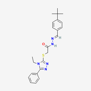 molecular formula C23H27N5OS B15039665 N'-[(E)-(4-tert-butylphenyl)methylidene]-2-[(4-ethyl-5-phenyl-4H-1,2,4-triazol-3-yl)sulfanyl]acetohydrazide 
