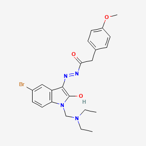 molecular formula C22H25BrN4O3 B15039689 N'-{(3Z)-5-bromo-1-[(diethylamino)methyl]-2-oxo-1,2-dihydro-3H-indol-3-ylidene}-2-(4-methoxyphenyl)acetohydrazide 