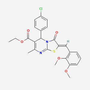 molecular formula C25H23ClN2O5S B15039691 ethyl (2Z)-5-(4-chlorophenyl)-2-(2,3-dimethoxybenzylidene)-7-methyl-3-oxo-2,3-dihydro-5H-[1,3]thiazolo[3,2-a]pyrimidine-6-carboxylate 
