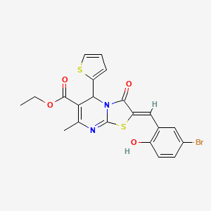 molecular formula C21H17BrN2O4S2 B15039785 ethyl (2Z)-2-(5-bromo-2-hydroxybenzylidene)-7-methyl-3-oxo-5-(thiophen-2-yl)-2,3-dihydro-5H-[1,3]thiazolo[3,2-a]pyrimidine-6-carboxylate 