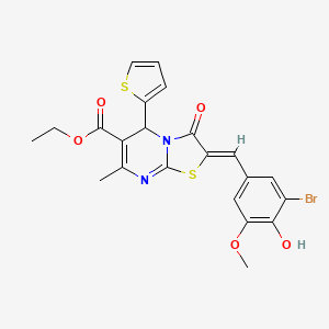 molecular formula C22H19BrN2O5S2 B15039911 ethyl (2Z)-2-(3-bromo-4-hydroxy-5-methoxybenzylidene)-7-methyl-3-oxo-5-(thiophen-2-yl)-2,3-dihydro-5H-[1,3]thiazolo[3,2-a]pyrimidine-6-carboxylate 