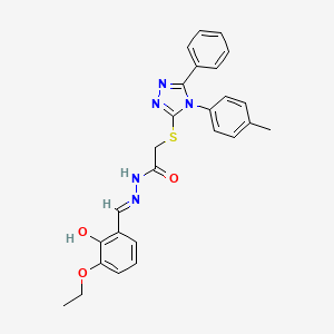molecular formula C26H25N5O3S B15039939 N'-[(E)-(3-ethoxy-2-hydroxyphenyl)methylidene]-2-{[4-(4-methylphenyl)-5-phenyl-4H-1,2,4-triazol-3-yl]sulfanyl}acetohydrazide 