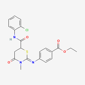 molecular formula C21H20ClN3O4S B15040098 Ethyl 4-{[(2E)-6-[(2-chlorophenyl)carbamoyl]-3-methyl-4-oxo-1,3-thiazinan-2-ylidene]amino}benzoate 