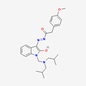 molecular formula C26H34N4O3 B15040122 N'-[(3Z)-1-{[bis(2-methylpropyl)amino]methyl}-2-oxo-1,2-dihydro-3H-indol-3-ylidene]-2-(4-methoxyphenyl)acetohydrazide 
