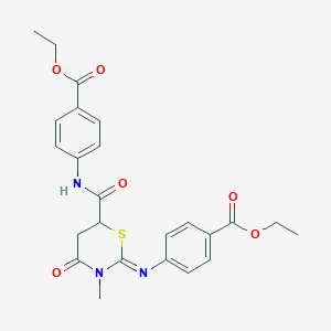 molecular formula C24H25N3O6S B15040130 ethyl 4-{[(2Z)-6-{[4-(ethoxycarbonyl)phenyl]carbamoyl}-3-methyl-4-oxo-1,3-thiazinan-2-ylidene]amino}benzoate 