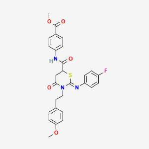 molecular formula C28H26FN3O5S B15040153 Methyl 4-[(2Z)-2-[(4-fluorophenyl)imino]-3-[2-(4-methoxyphenyl)ethyl]-4-oxo-1,3-thiazinane-6-amido]benzoate 