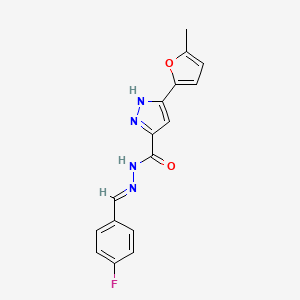 molecular formula C16H13FN4O2 B15040273 N'-[(E)-(4-fluorophenyl)methylidene]-3-(5-methylfuran-2-yl)-1H-pyrazole-5-carbohydrazide 