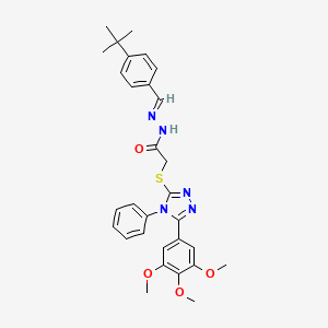 molecular formula C30H33N5O4S B15040326 N'-[(E)-(4-tert-butylphenyl)methylidene]-2-{[4-phenyl-5-(3,4,5-trimethoxyphenyl)-4H-1,2,4-triazol-3-yl]sulfanyl}acetohydrazide 