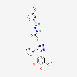 molecular formula C27H27N5O5S B15040354 N'-[(E)-(3-methoxyphenyl)methylidene]-2-{[4-phenyl-5-(3,4,5-trimethoxyphenyl)-4H-1,2,4-triazol-3-yl]sulfanyl}acetohydrazide 