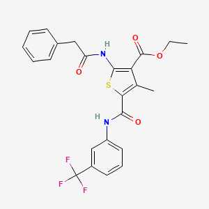 molecular formula C24H21F3N2O4S B15040550 Ethyl 4-methyl-2-(2-phenylacetamido)-5-{[3-(trifluoromethyl)phenyl]carbamoyl}thiophene-3-carboxylate 