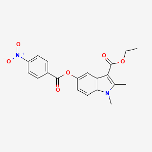 molecular formula C20H18N2O6 B15040775 ethyl 1,2-dimethyl-5-{[(4-nitrophenyl)carbonyl]oxy}-1H-indole-3-carboxylate 