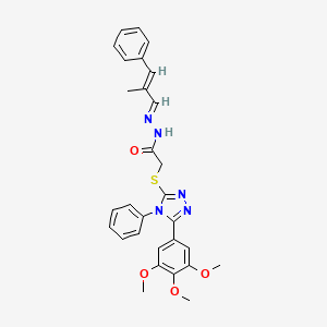 molecular formula C29H29N5O4S B15040992 N'-[(1E,2E)-2-methyl-3-phenylprop-2-en-1-ylidene]-2-{[4-phenyl-5-(3,4,5-trimethoxyphenyl)-4H-1,2,4-triazol-3-yl]sulfanyl}acetohydrazide 