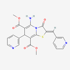 molecular formula C22H18N4O5S B15041055 dimethyl (2Z)-5-amino-3-oxo-7-(pyridin-3-yl)-2-(pyridin-3-ylmethylidene)-2,3-dihydro-7H-[1,3]thiazolo[3,2-a]pyridine-6,8-dicarboxylate 