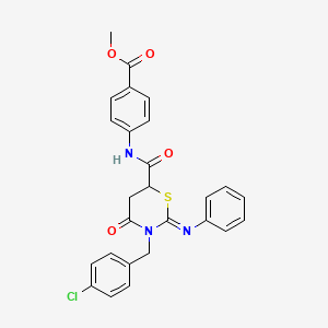 molecular formula C26H22ClN3O4S B15041316 methyl 4-({[(2Z)-3-(4-chlorobenzyl)-4-oxo-2-(phenylimino)-1,3-thiazinan-6-yl]carbonyl}amino)benzoate 