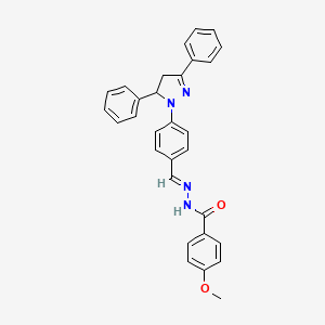 molecular formula C30H26N4O2 B15041512 N'-{(E)-[4-(3,5-diphenyl-4,5-dihydro-1H-pyrazol-1-yl)phenyl]methylidene}-4-methoxybenzohydrazide 