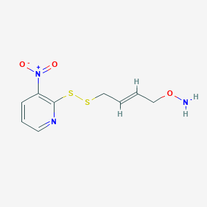 molecular formula C9H11N3O3S2 B150418 O-[(E)-4-[(3-nitropyridin-2-yl)disulfanyl]but-2-enyl]hydroxylamine CAS No. 126218-46-0