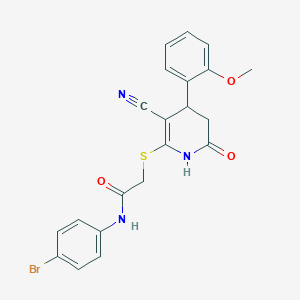molecular formula C21H18BrN3O3S B15042073 N-(4-bromophenyl)-2-{[3-cyano-4-(2-methoxyphenyl)-6-oxo-1,4,5,6-tetrahydropyridin-2-yl]sulfanyl}acetamide 
