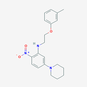 molecular formula C20H25N3O3 B15042124 N-[2-(3-methylphenoxy)ethyl]-2-nitro-5-(piperidin-1-yl)aniline 