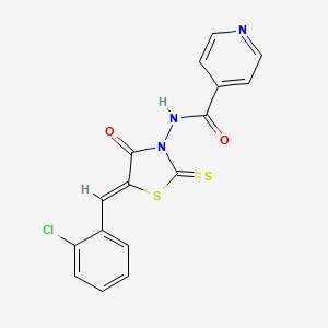 molecular formula C16H10ClN3O2S2 B15042148 N-(5-((2-Chlorophenyl)methylene)-4-oxo-2-thioxo-3-thiazolidinyl)-4-pyridinecarboxamide CAS No. 68710-98-5