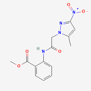 molecular formula C14H14N4O5 B15042241 methyl 2-{[(5-methyl-3-nitro-1H-pyrazol-1-yl)acetyl]amino}benzoate 