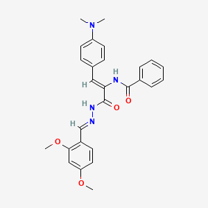 molecular formula C27H28N4O4 B15042368 N-{(1Z)-3-[(2E)-2-(2,4-dimethoxybenzylidene)hydrazinyl]-1-[4-(dimethylamino)phenyl]-3-oxoprop-1-en-2-yl}benzamide 