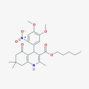 molecular formula C26H34N2O7 B15042390 Pentyl 4-(4,5-dimethoxy-2-nitrophenyl)-2,7,7-trimethyl-5-oxo-1,4,5,6,7,8-hexahydroquinoline-3-carboxylate 