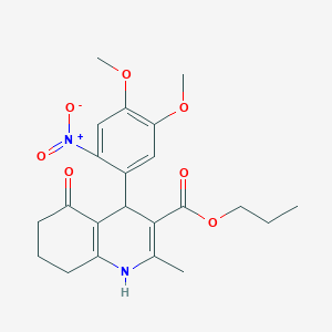 molecular formula C22H26N2O7 B15042400 Propyl 4-(4,5-dimethoxy-2-nitrophenyl)-2-methyl-5-oxo-1,4,5,6,7,8-hexahydroquinoline-3-carboxylate 