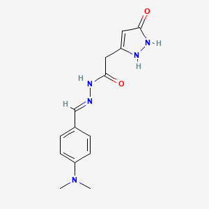 molecular formula C14H17N5O2 B15042544 N'-[(E)-[4-(Dimethylamino)phenyl]methylidene]-2-(5-hydroxy-1H-pyrazol-3-YL)acetohydrazide 