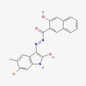 molecular formula C20H14BrN3O3 B15042772 N'-(6-Bromo-5-methyl-2-oxo-2,3-dihydro-1H-indol-3-ylidene)-3-hydroxynaphthalene-2-carbohydrazide 