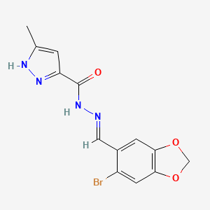 molecular formula C13H11BrN4O3 B15042780 N'-[(E)-(6-bromo-1,3-benzodioxol-5-yl)methylidene]-3-methyl-1H-pyrazole-5-carbohydrazide 