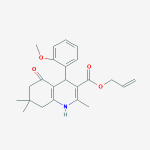 molecular formula C23H27NO4 B15043020 Prop-2-en-1-yl 4-(2-methoxyphenyl)-2,7,7-trimethyl-5-oxo-1,4,5,6,7,8-hexahydroquinoline-3-carboxylate 