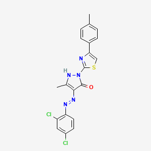 molecular formula C20H15Cl2N5OS B15043302 (4Z)-4-[2-(2,4-dichlorophenyl)hydrazinylidene]-5-methyl-2-[4-(4-methylphenyl)-1,3-thiazol-2-yl]-2,4-dihydro-3H-pyrazol-3-one 