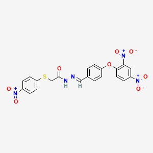 molecular formula C21H15N5O8S B15043352 N'-{(E)-[4-(2,4-dinitrophenoxy)phenyl]methylidene}-2-[(4-nitrophenyl)sulfanyl]acetohydrazide 