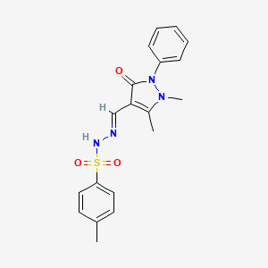 molecular formula C19H20N4O3S B15043616 N'-[(E)-(1,5-dimethyl-3-oxo-2-phenyl-2,3-dihydro-1H-pyrazol-4-yl)methylidene]-4-methylbenzenesulfonohydrazide 