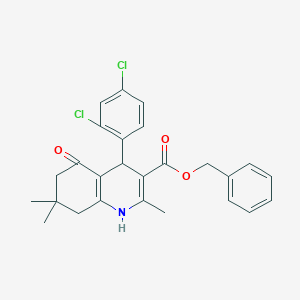 molecular formula C26H25Cl2NO3 B15043741 Benzyl 4-(2,4-dichlorophenyl)-2,7,7-trimethyl-5-oxo-1,4,5,6,7,8-hexahydroquinoline-3-carboxylate 